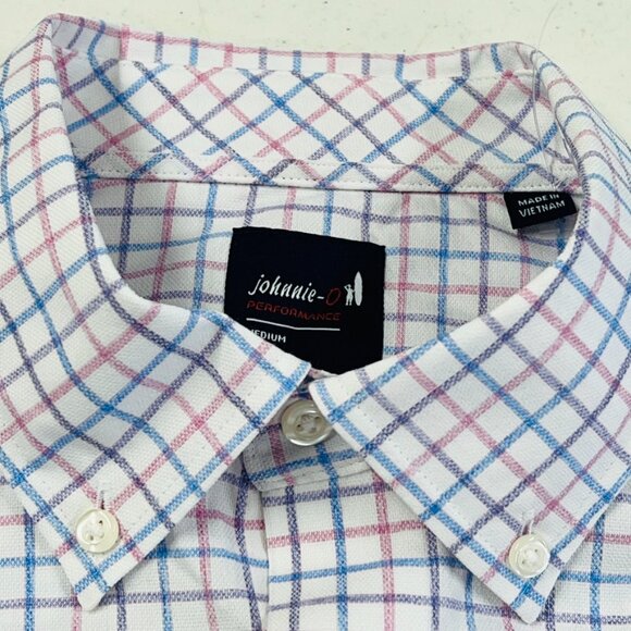 ohnnie-O Performance Button Down Shirt - Paddock Porto Pink NWT Medium Pink Blue - Picture 3 of 9